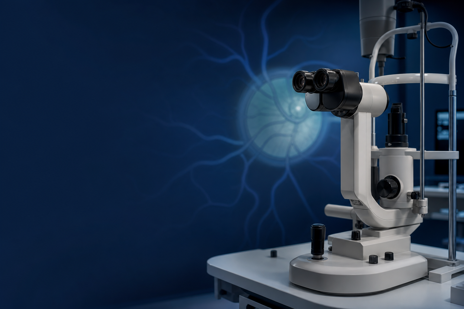 Equipamento de exame oftalmológico em consultório